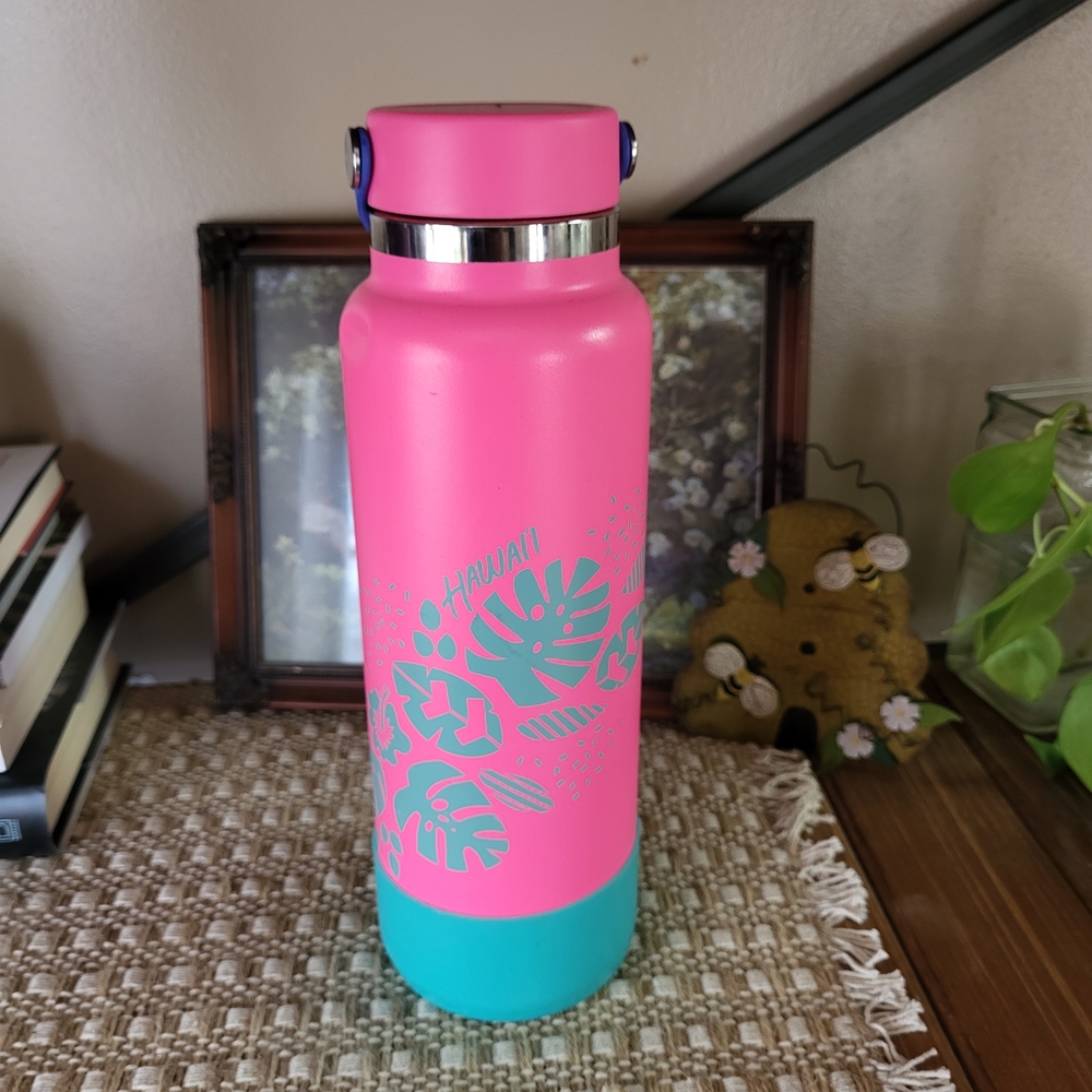 Hydro Flask Hawaii Pink and Teal Floral Water Bottle